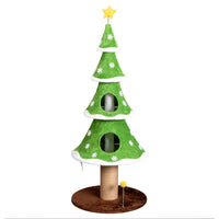 59in Large Tall Christmas Tree Cat Tower with 2 Cat Condos & Scratching Post, Soft Fleece Cat Tree with Teaser Toy & Stu