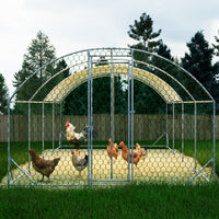 26x9x6Large Metal Chicken Coop,Walk-in Poultry Cage,Chicken Run With Waterproof Cover,Outdoor Backyard Farm,Chicken Rabb
