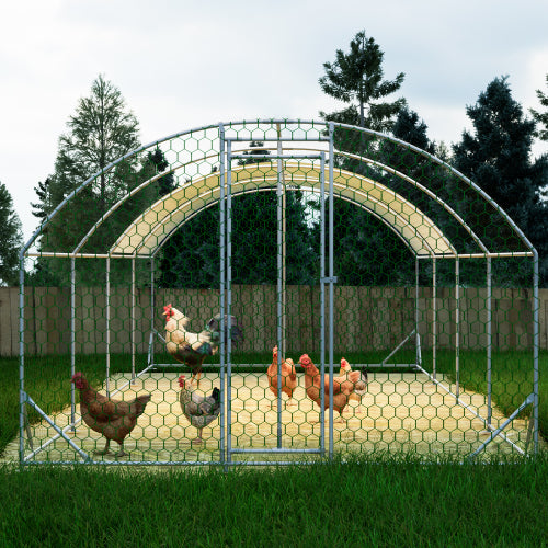 26x9x6Large Metal Chicken Coop,Walk-in Poultry Cage,Chicken Run With Waterproof Cover,Outdoor Backyard Farm,Chicken Rabb