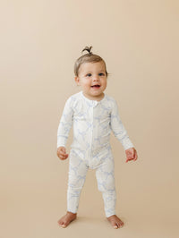 Blue Belle Ribbed Bamboo Zippy Pajamas - BIG FRENCHIES