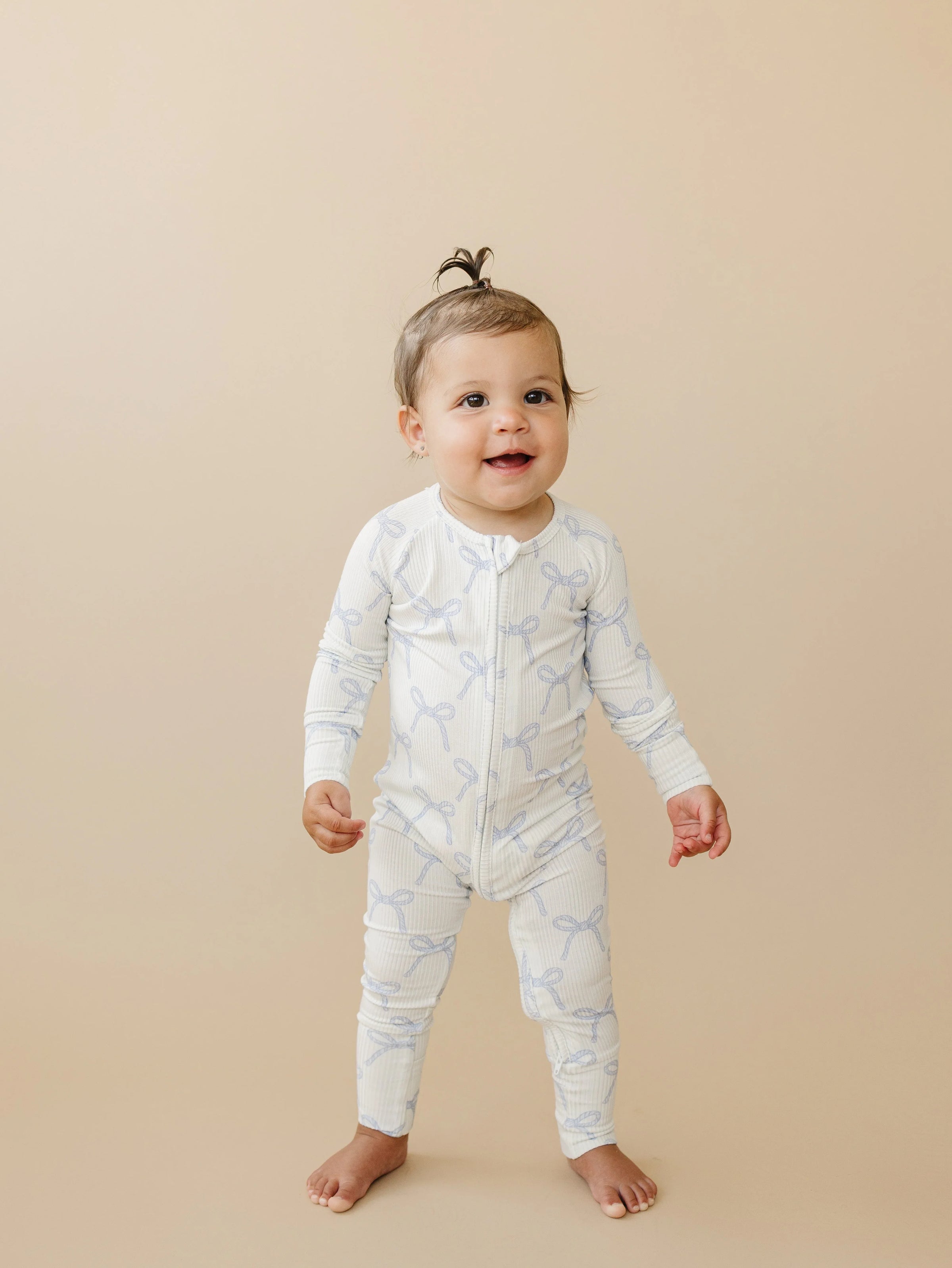 Blue Belle Ribbed Bamboo Zippy Pajamas - BIG FRENCHIES