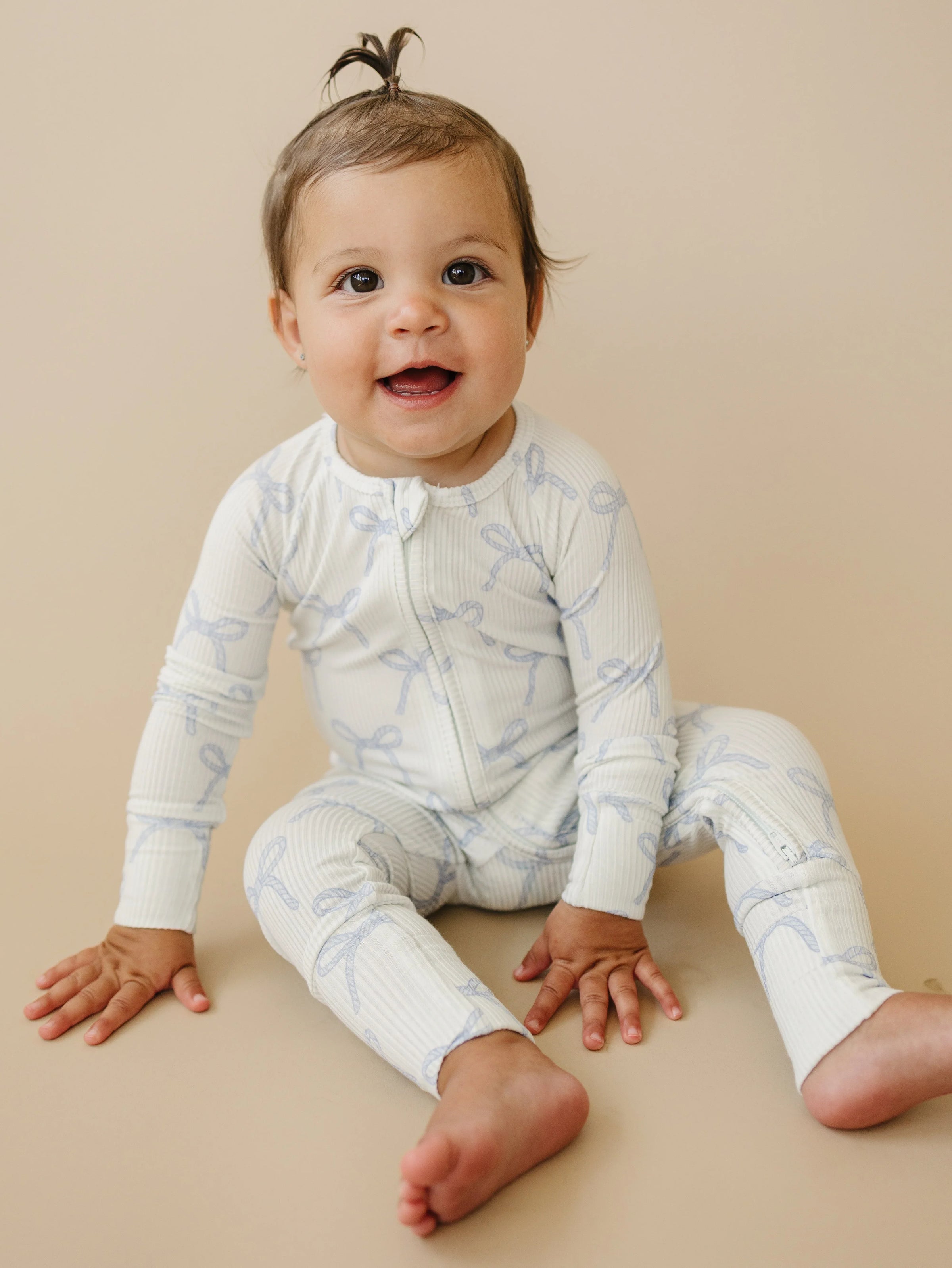 Blue Belle Ribbed Bamboo Zippy Pajamas - BIG FRENCHIES