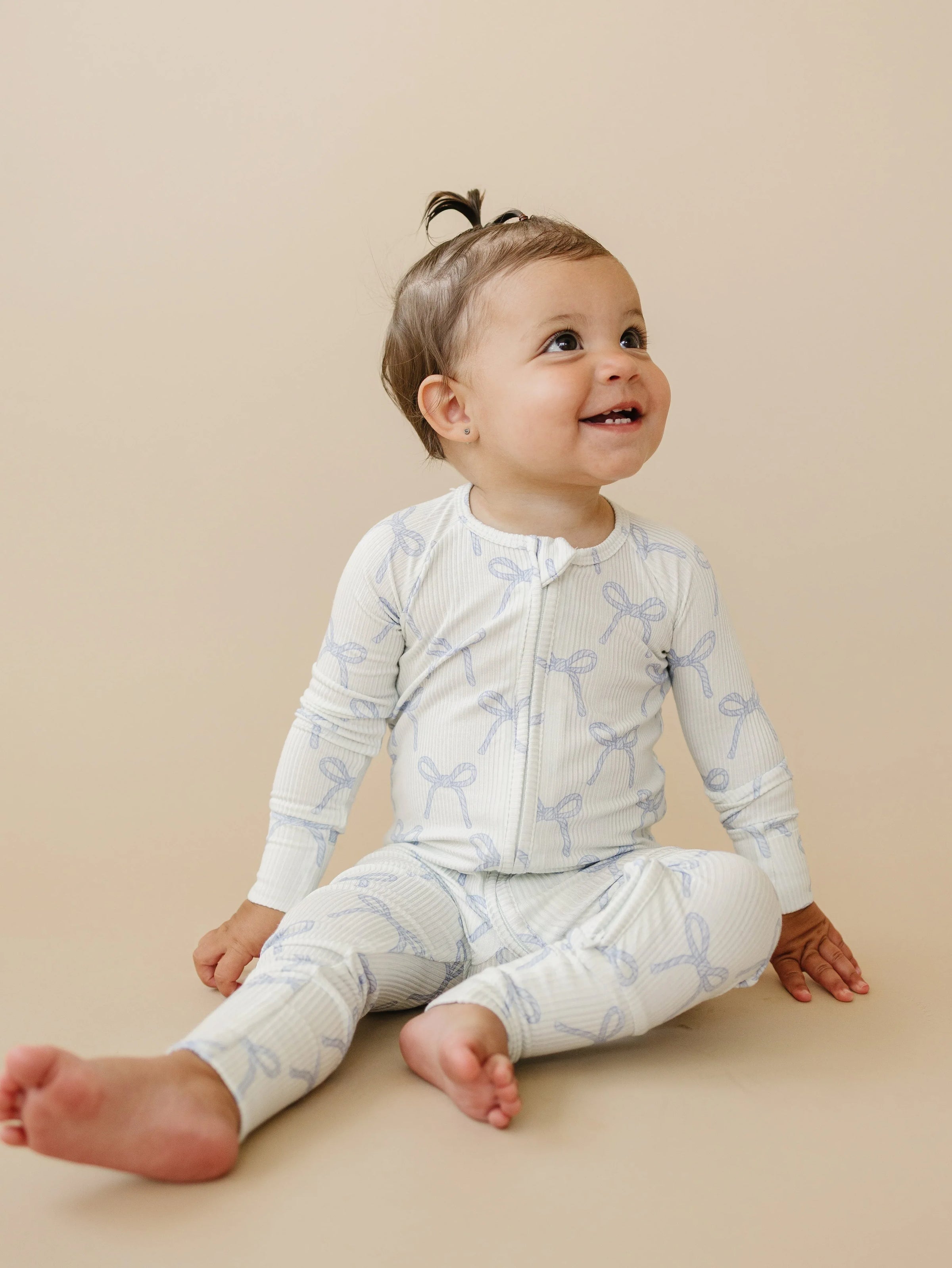 Blue Belle Ribbed Bamboo Zippy Pajamas - BIG FRENCHIES