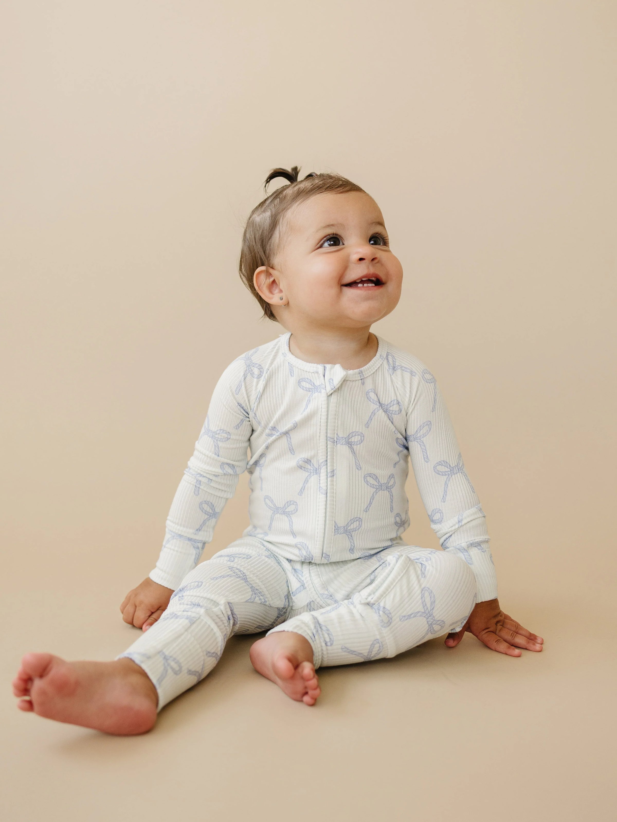 Blue Belle Ribbed Bamboo Zippy Pajamas - BIG FRENCHIES