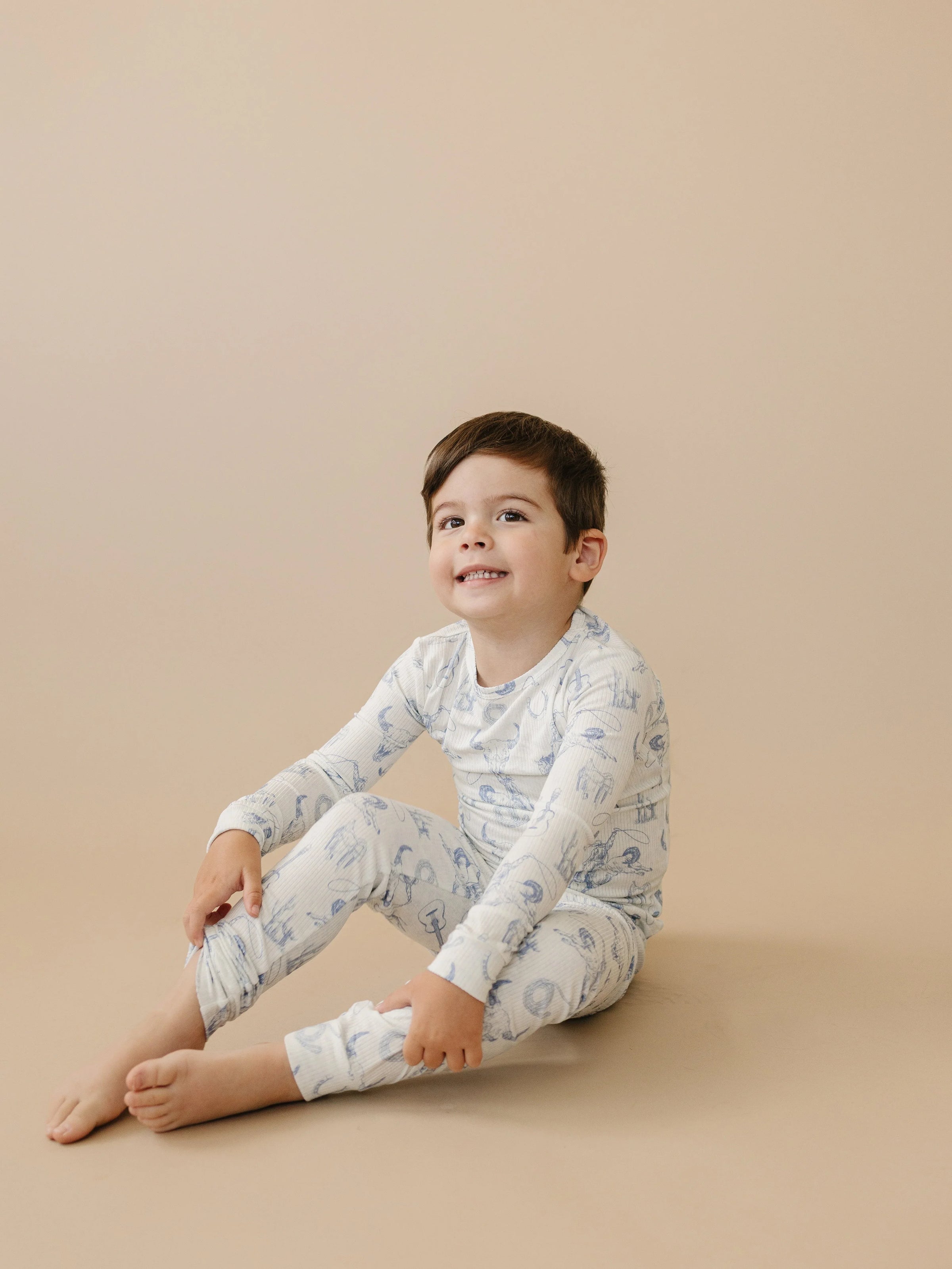 Cowboy Blues 2pc Ribbed Bamboo Pajamas - BIG FRENCHIES