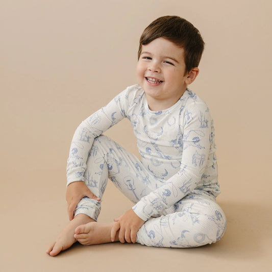 Cowboy Blues 2pc Ribbed Bamboo Pajamas - BIG FRENCHIES