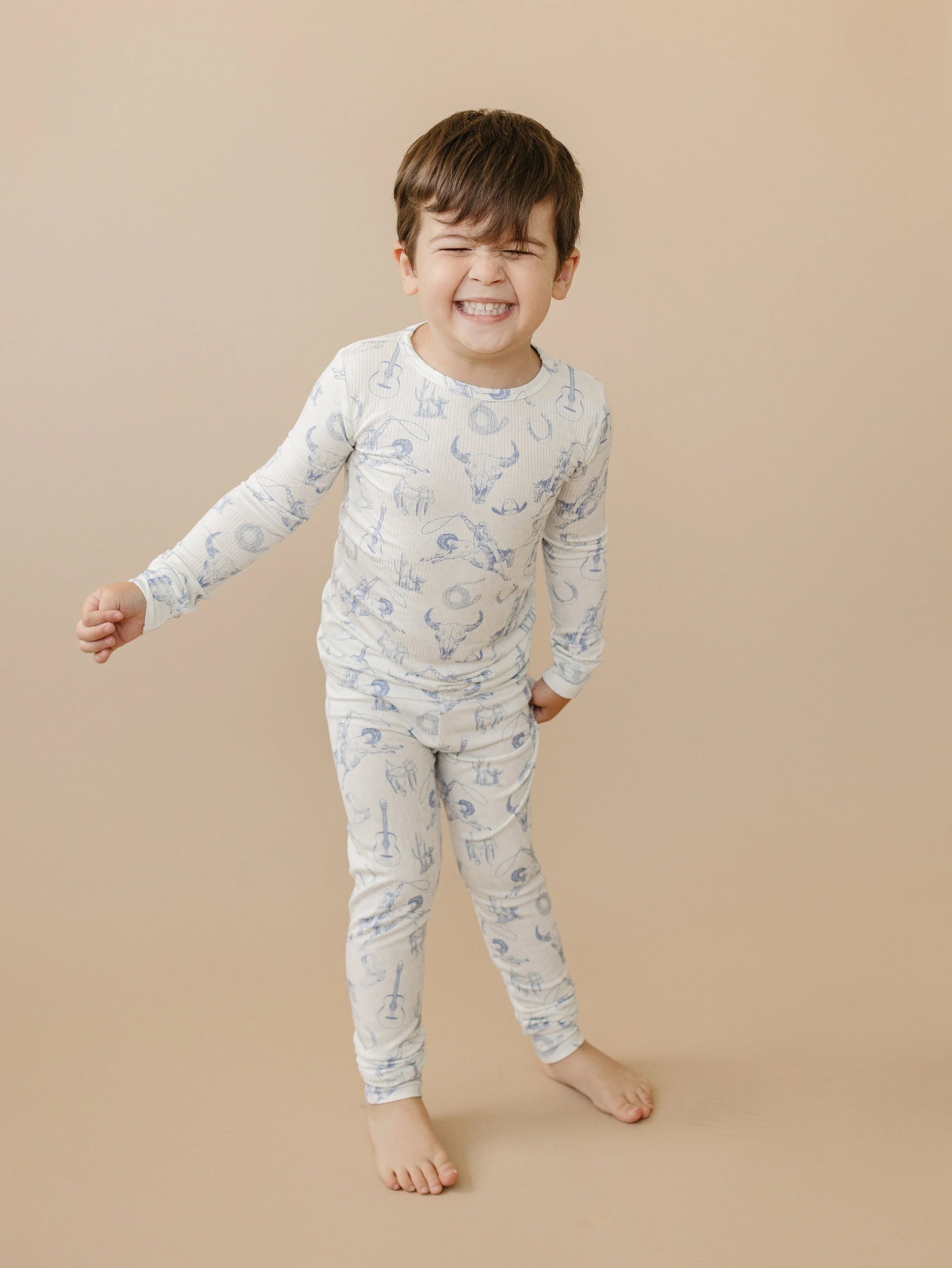 Cowboy Blues 2pc Ribbed Bamboo Pajamas - BIG FRENCHIES
