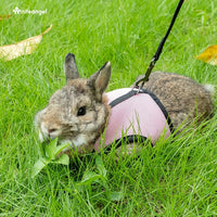 Adjustable Soft Harness with Elastic Leash for Rabbits (M, Pink) - BIG FRENCHIES