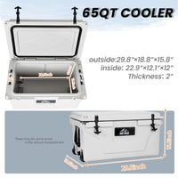White outdoor Camping Picnic Fishing portable cooler 65QT Portable Insulated Cooler Box
