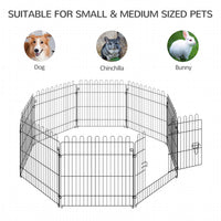 24inch 8-Panel Dog Playpen Octagon Pet Exercise Playpen Crate Foldable Dog Cage Pen Puppy Kennel, Black