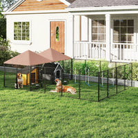 Large Outdoor Dog Kennel With 2 Rooms, Rotating & Adjustable Height Bowls, Multiple Packages Will Be Shipped Please Pay 