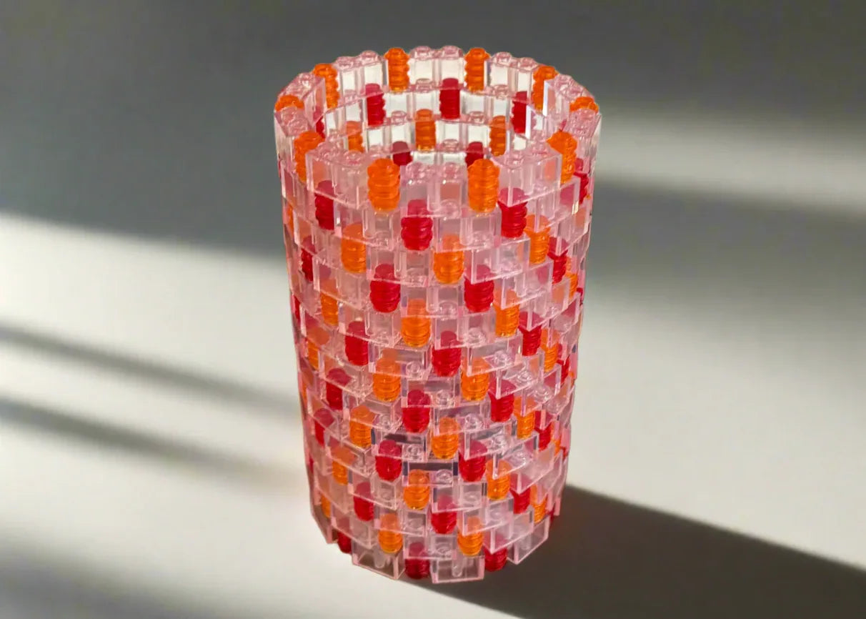 Clear, Red, and Orange Modular Vase – Built with LEGO®-Compatible Bricks - BIG FRENCHIES