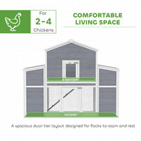66.5" Large Chicken Coop, Wooden Chicken House with 2 Nesting Boxes, Sliding Tray & Ramp, for Backyard Farm