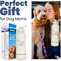 Dog Mom Water Bottle 32oz Insulated Stainless Steel with Dog Bowl Travel