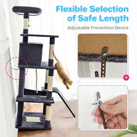 ABCPET 63-inch Multi-level Cat Climbing Frame, Indoor Cat Sisal Scratch Post, Cat Bed, Hammock, Hanging Ball, Extension 