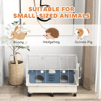 Rolling Small Animal Cage with Water Bottle, Hay Feeder, Food Dish for Rabbits, Hedgehogs, Guinea Pigs, 35" x 35" x 25"