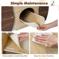 Rocket Cat Tree 47 Inch Large Wooden Cat Tower For Indoor Cats Sisal Scratching Pad Detachable Scratching Mat