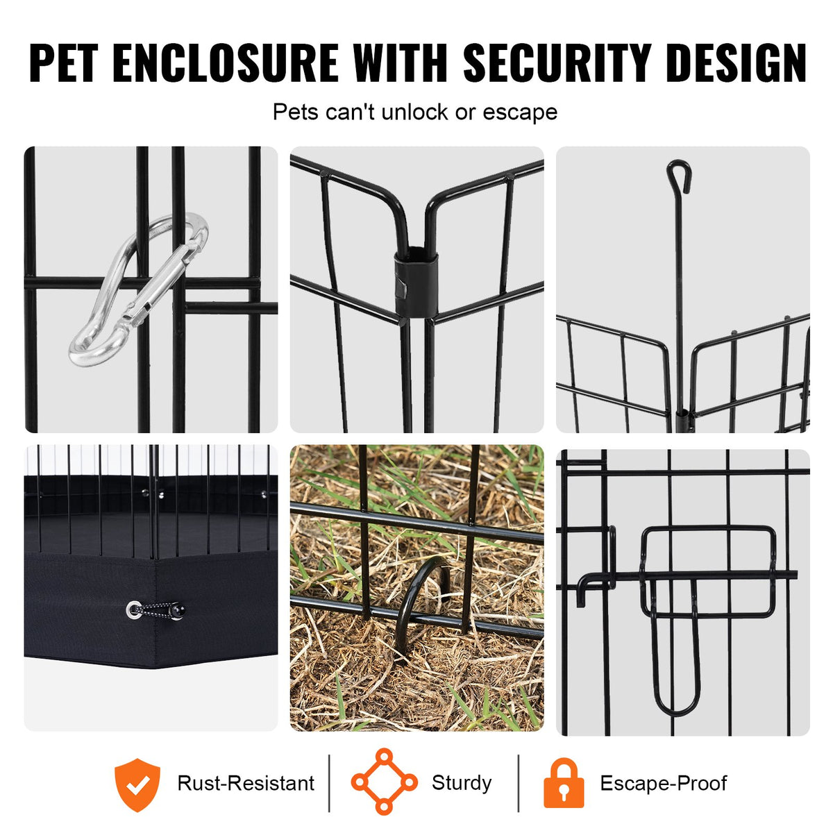 Dog Playpen 4 Panels Foldable Metal Dog Exercise Pen With Bottom Pad Cover