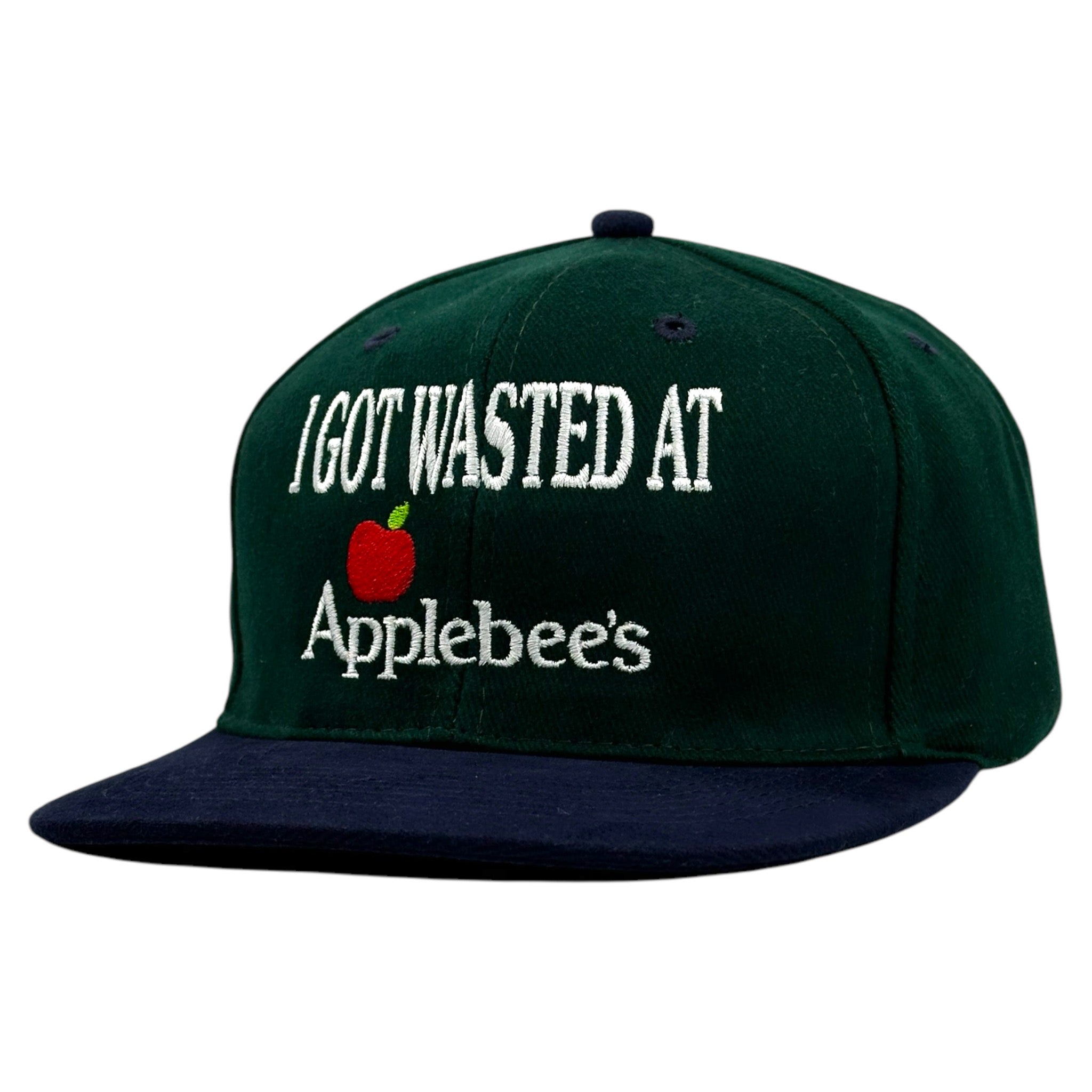I GOT WASTED AT my Vintage Mid Green Crown Funny Strapback Cap Hat Custom Embroidered