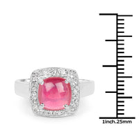 3.31 Carat Glass Filled Ruby and White Topaz .925 Sterling Silver Ring