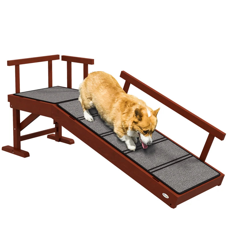 PawHut Wooden Dog Ramp With Removable Guardrails, Non-Slip Surface