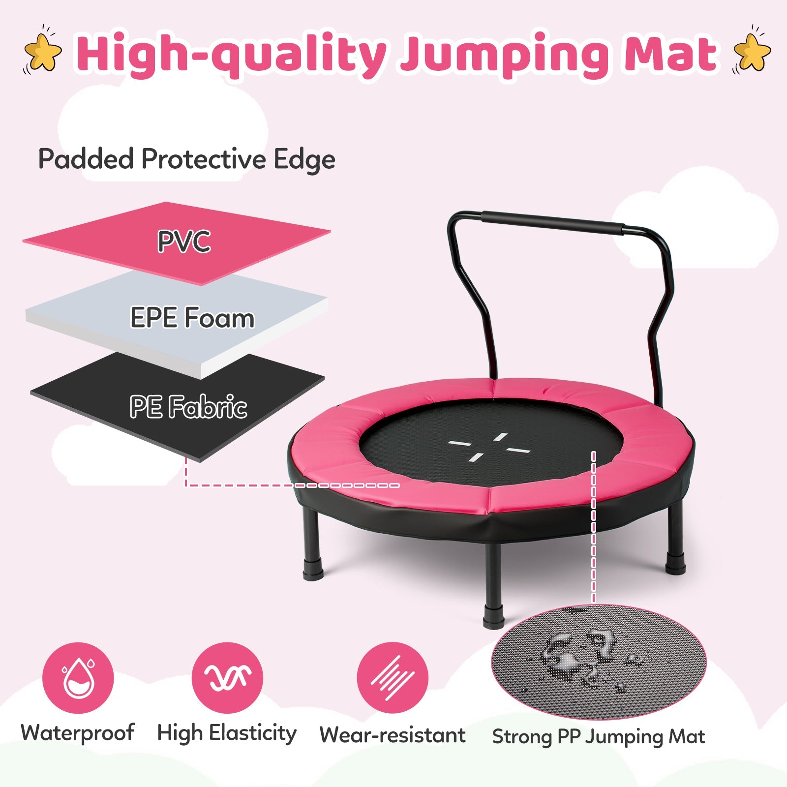 40 Inch Trampoline for Kids Indoor Outdoor Fitness Trampoline
