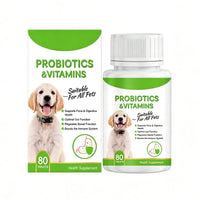 Pet Probiotics & Vitamin Tablets For Dogs & Cats, Gut Health Supplement, Support Digestion & Immune System, 80 Chewable 