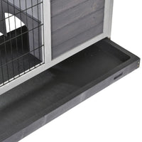 PawHut Indoor Rabbit Enclosure, Wooden Elevated Cage Habitat With Enclosed Run With Wheels - Ideal For Rabbits And Guine