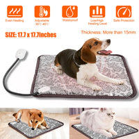 1Pc Pet Heating Pad Dog Cat Electric Heating Mat Waterproof Adjustable Warming Blanket With Chew Resistant Steel Cord Ca