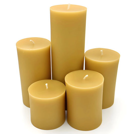 3 Inch Yellow Beeswax Pillar Candles - BIG FRENCHIES