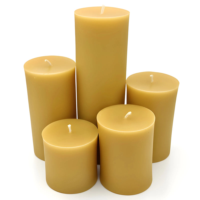 3 Inch Yellow Beeswax Pillar Candles - BIG FRENCHIES