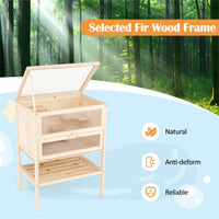 31.5 " Fir Wood Hamster Cage with Flip Mesh Roof, Multi-Level Activity Areas & Bottom Storage Shelf