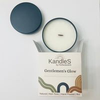 Gentlemen’s Glow Luxury Candle | 8oz Non-Toxic Soy Candle with Wooden Wick | Clean Burn