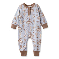 Wild Wrangler/Blue Western Bamboo Henley Cowboy Romper - BIG FRENCHIES