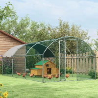 Large Chicken Coop Metal Chicken Run With Waterproof And Anti-UV Cover, Dome Shaped Walk-in Fence Cage Hen House For Out