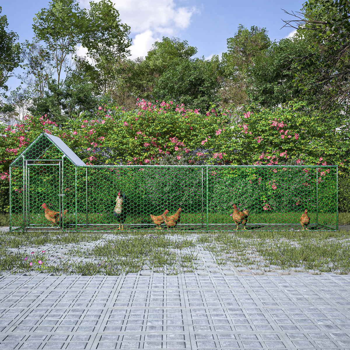 Metal Chicken Coop,Walk-in Chicken Run,Poultry Chicken Hen Pen Cage,Rabbits Duck Cages,With Cover