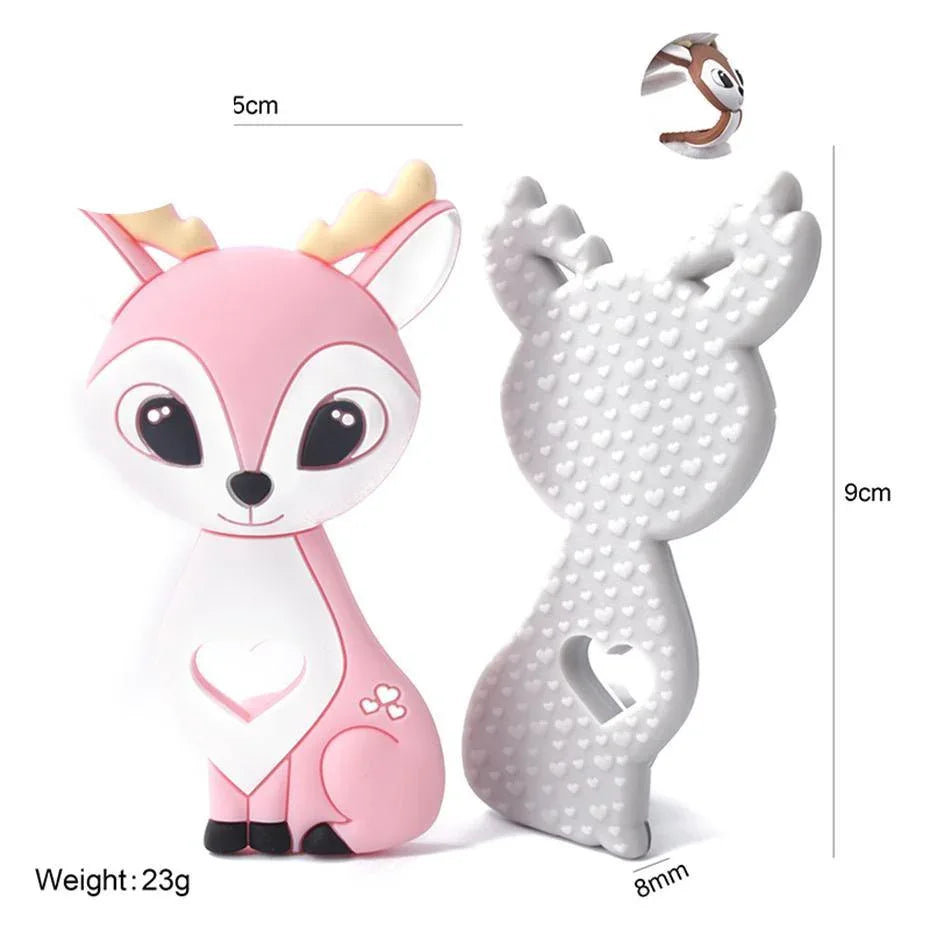 BPA Free Food Grade Silicone Teethers Cartoon Animals Shape Pacifier Clips, Accessories Baby Teething 1pc - BIG FRENCHIES