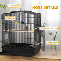 23" Bird Cage, Finches Canaries, Parrot Cage with Doors Perches, 2 Feeder Pet Supplies, Black