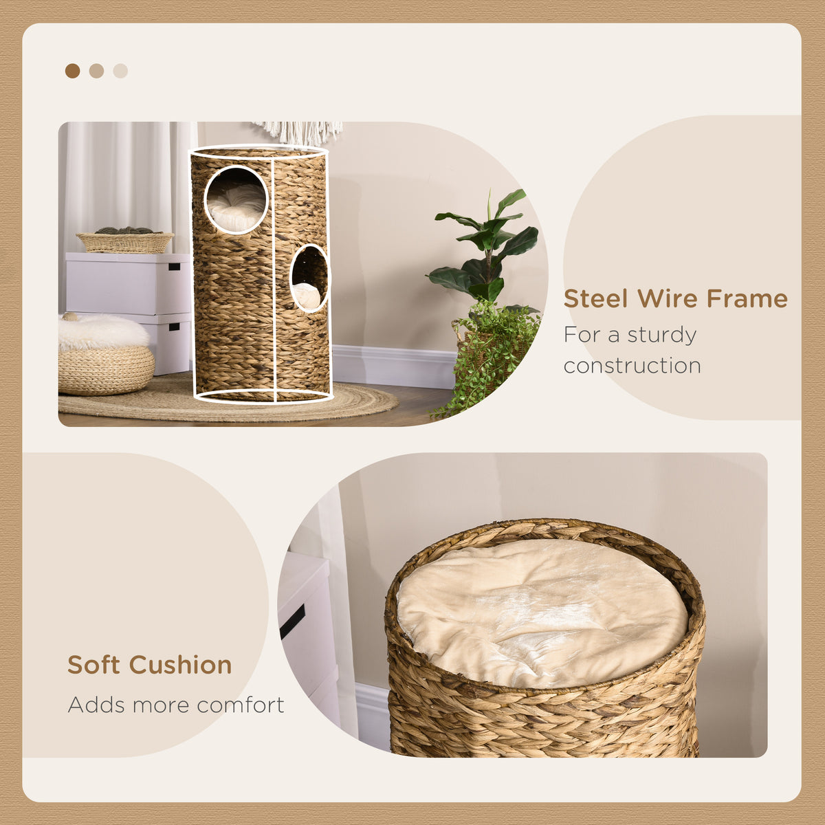 Elevated Cat Bed with Hideaways, 3 Story Kitty Tower for Indoor Cats