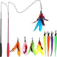 Cat Toys For Indoor Cats, Interactive Cat Toy 2PCS Retractable Wand Toy And 9PCS Cat Feather Toys Refills, Funny Kitten 