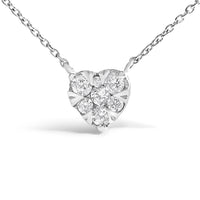 14K White Gold 1/4 Cttw Diamond Composite Heart Pendant Necklace - 18" Inches
