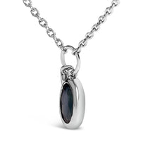 10K White Gold Oval Blue Sapphire and Diamond Double Charm Pendant Necklace - 18" Inches