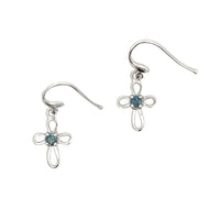 Natural .27ct Sapphire Cross Earrings 10KT White Gold