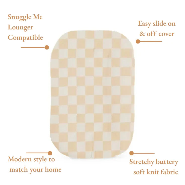 Beige & White Checkered Baby Lounger Cover - BIG FRENCHIES