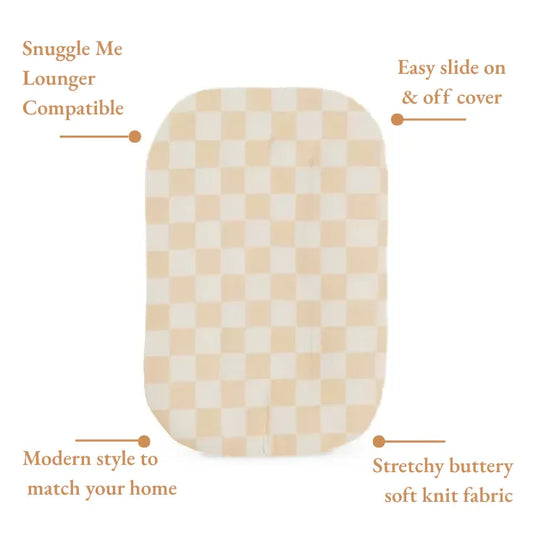 Beige & White Checkered Baby Lounger Cover - BIG FRENCHIES