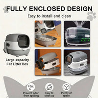 Fully Enclosed Cat Litter Box With UV Sterilization Odor Control, Large 56cm Space For Big Cats, Easy Clean 180 Flip Top