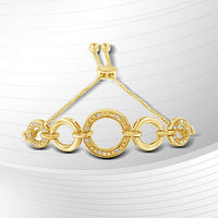 10K Yellow Gold over .925 Sterling Silver Diamond Accented Graduated Infinity Open Circle 6â€-9â€ Adjustable Bolo Bracelet (H-I Color, I2-I3 Clarity)
