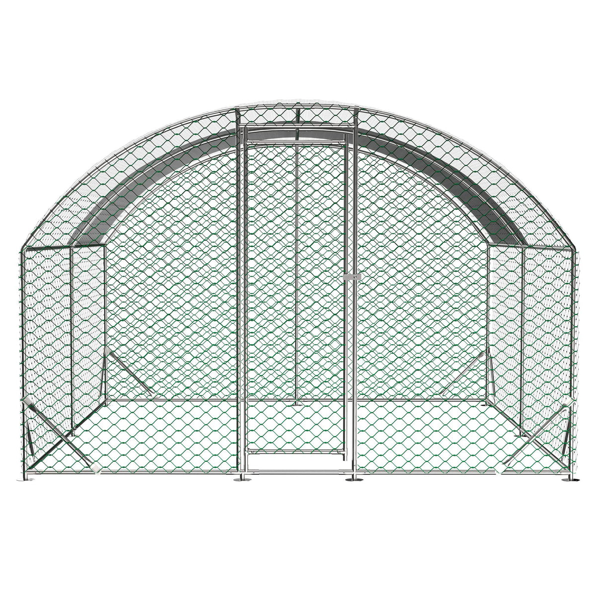 Large Chicken Coop Metal Chicken Run With Waterproof And Anti-UV Cover, Dome Shaped Walk-in Fence Cage Hen House For Out