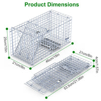 2Pcs 18x8x10In Humane Single Door Live Animal Trap For Spring Summer Collapsible Galvanized Iron Animal Cage Catch And R