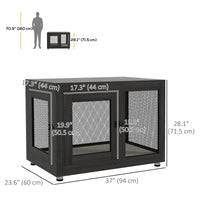 Pet Crate End Table with Water-resistant Cushion or Large Medium Dogs, Black